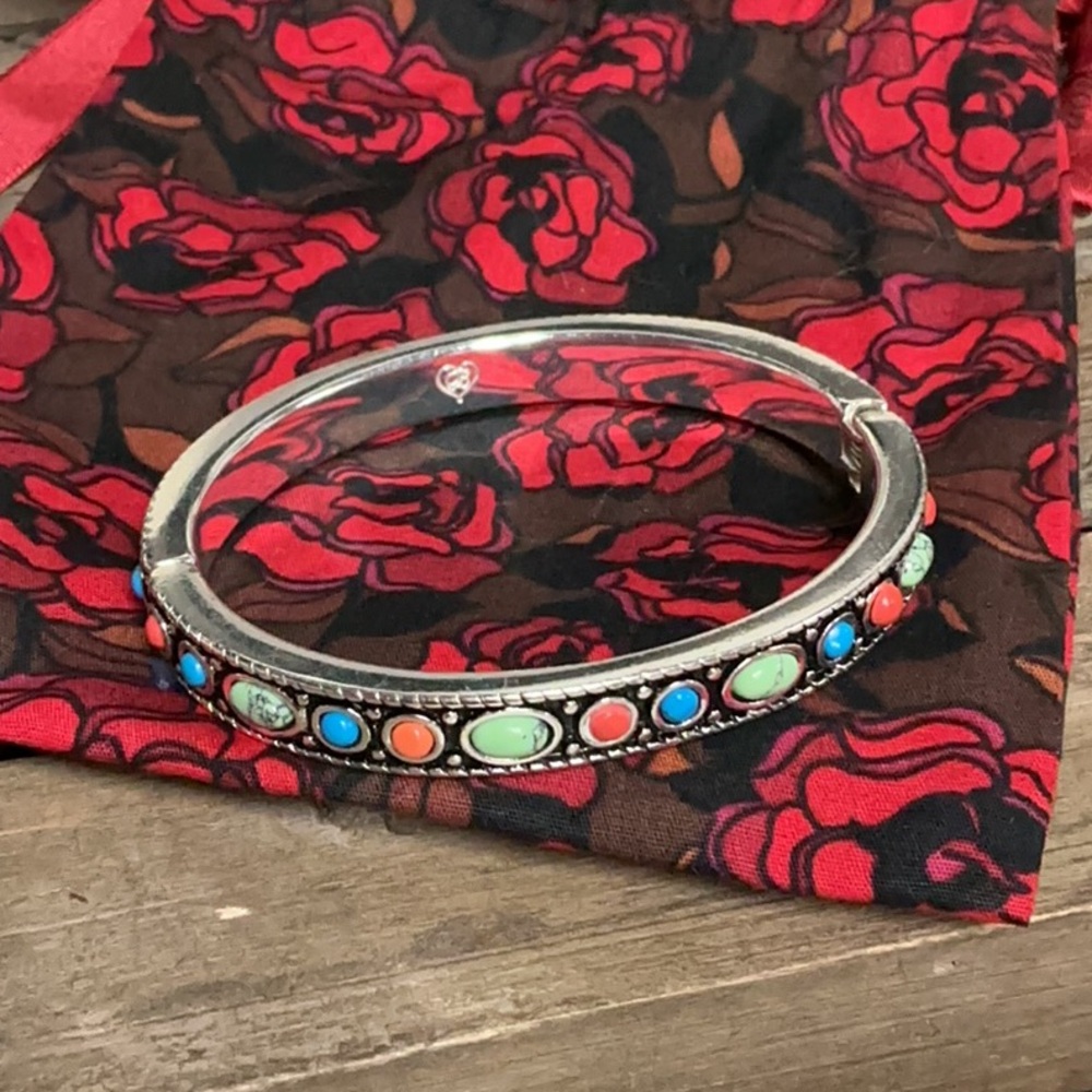 Brighton great shape Loretto Mesa silver hinged magnetic closure stone bracelet